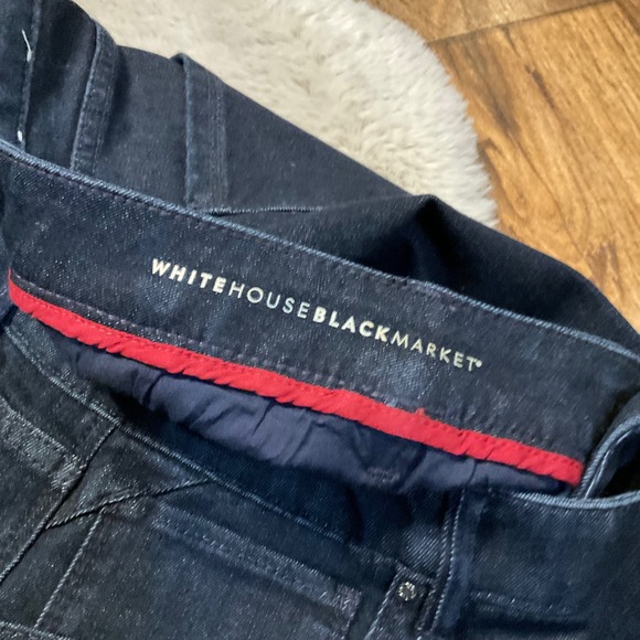 White House Black Market Jeans Size 16 Skinny Flare Dark Wash Split Hem Womens - Picture 3 of 9